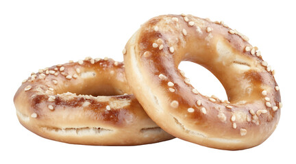 Golden toasted bagels subtly arranged warm light. AI Generated