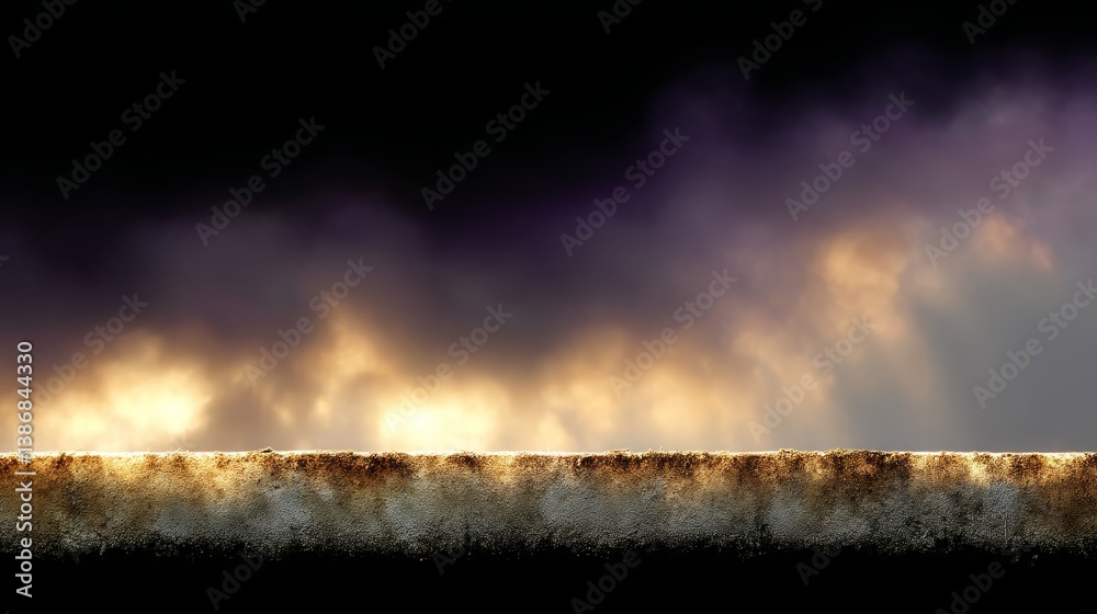 Poster soft beams of light filter through a narrow gap in a weathered wall, illuminating the textured surfa