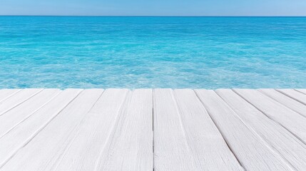 Fototapeta premium Azure ocean meets white wooden planks