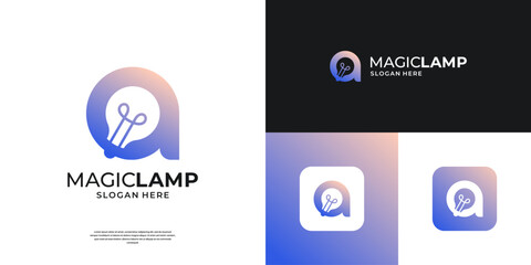 Light blub logo design template. Abstract letter A with lamp shape concept design.