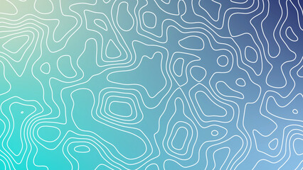 white topographic lines on blue gradient background, contour lines wallpaper 4k 	