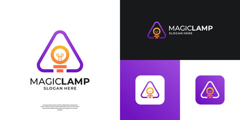Light blub logo design template. Abstract letter A with lamp shape concept design.