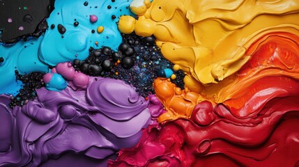 Vivid color art with rich pigment and movement, brush textures clear and confident