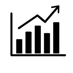 Graph icon, upward trend, bar chart, increasing growth, financial success
