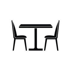 Table and chairs vector silhouette, Furniture vector art