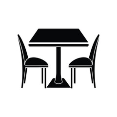 Fototapeta premium Table and chairs vector silhouette, Furniture vector art
