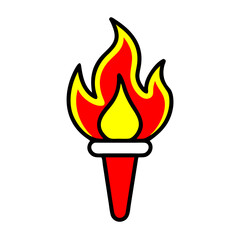 Isolated Red And Yellow Torch Flame Vector Graphic On Black Background Bright Design