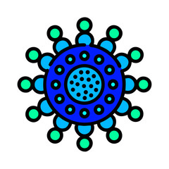 Obraz premium Abstract Circular Design With Vibrant Blue And Green Color Palette Isolated