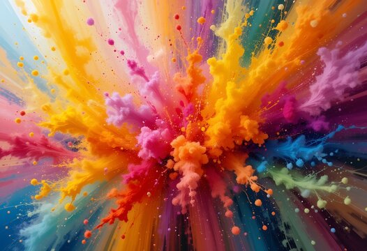 Vibrant Explosion of Colorful Particles Creating a Dynamic Visual Spectacle