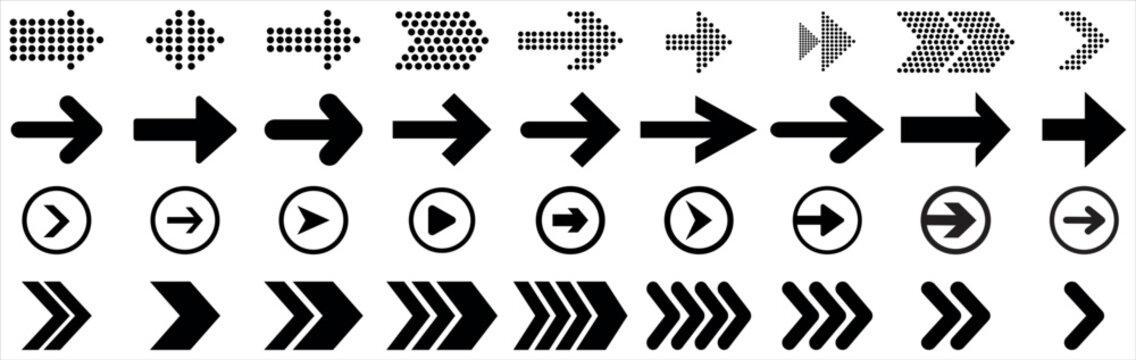 Arrows big black set icons, Arrow vector collection cursor. Arrow vector collection. Collection different arrow signs. Black arrows icons. Arrows vector illustration collection.