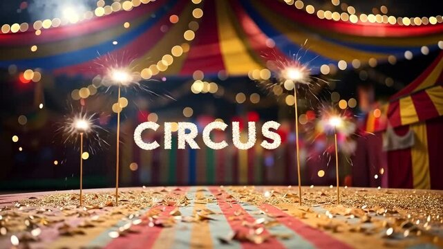 City circus building with outdoor tent fair details