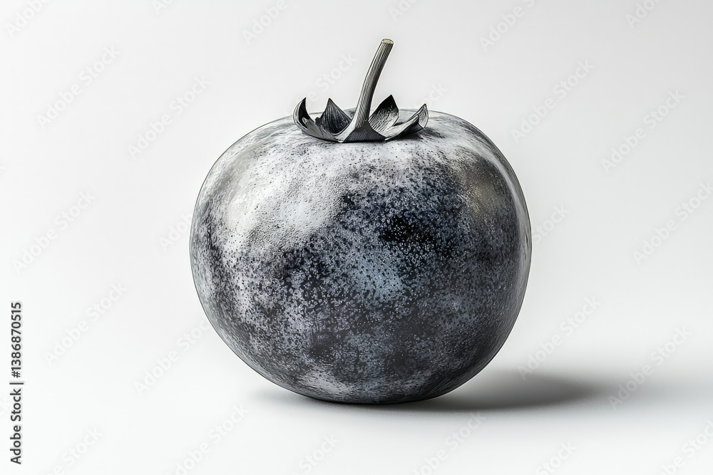 Aufkleber a grayscale image of a single blueberry, showcasing its unique texture and subtle details.