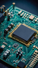 Minimalist circuit board with clean lines and professional lighting.