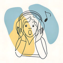 Girl shocked by music vector illustration 