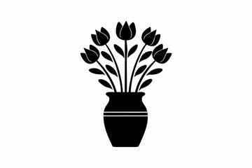 tulip vase icon silhouette vector illustration