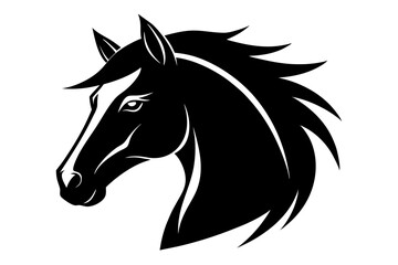 horse head silhouette vector line art illustration
