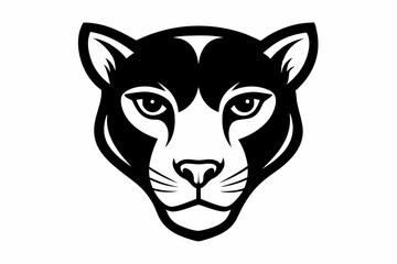 panther face silhouette vector line art illustration