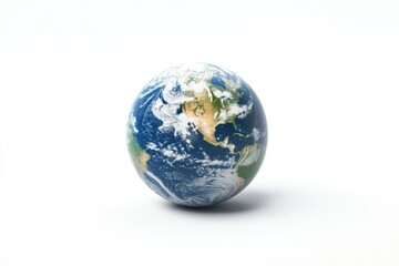 Fototapeta premium A realistic depiction of Earth as an egg, showcasing continents and oceans against a white background.