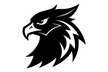 griffin head silhouette vector line art illustration