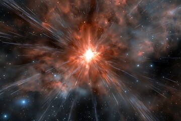 Fototapeta premium Explosive star bursting in the sky creating a dazzling display of light and cosmic energy at night