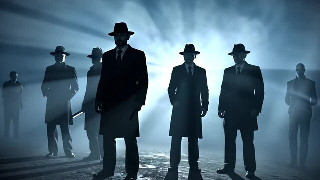 Gangsters, Mafia, Crime, Silhouette, Night, Mystery, Shadows, Men,  1920s, Retro,  Film Noir,  Criminal, Underworld, Secret, Power, Threatening, Dangerous,  Gangsterism,  Organized Crime