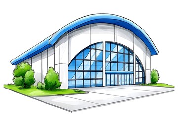 Fototapeta premium Modern architectural design of a large commercial building facade