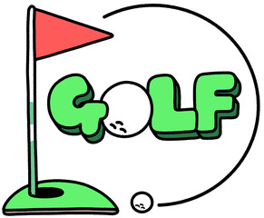 골프공 퍼팅 골프 텍스트 일러스트 스티커