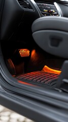 Orange Illuminated Car Interior Detail