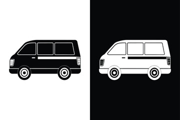 Fototapeta premium Minivan Icon Silhouette Vector. Simple Graphic for Travel and Transportation Themes