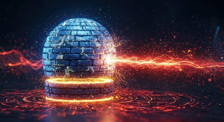 Sphere Generating Energy Beam with Digital Circuitry and Glowing Particles