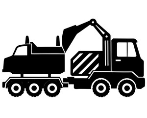 Construction Vehicles silhouette vector illustration