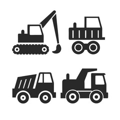 set of Construction Vehicles silhouette vector illustration