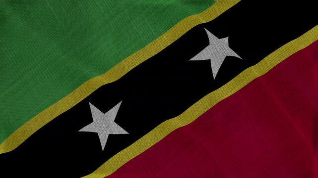 Flag of Saint Kitts and Nevis, Saint Kitts and Nevis 3D Animation flag waving in the wind. 4K Saint Kitts and Nevis Flag Animation waving with fabric texture.
