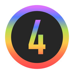 Modern Number 4 logo with a colorful rainbow gradient and circular border. Dark background enhances contrast, perfect for tech, branding, or creative design.