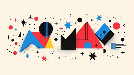 Obraz premium Geometric shapes composition, dynamic abstract background with retro aesthetics