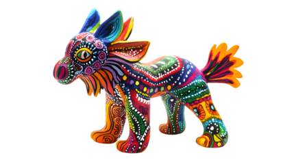 Vibrant Alebrije Sculpture: Hand-Painted Mexican Fantasy Creature.