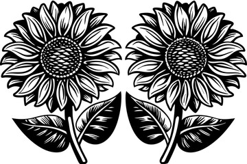 set of black and white flowers