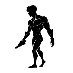 Fototapeta premium silhouette of a man whit whit background