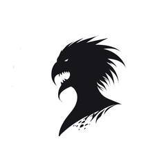 Bold Silhouette of a Black Eagle Head with black color and white background