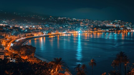 Fototapeta premium Night Cityscape on the Coast