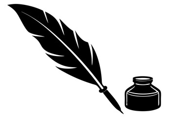 Quill and Ink Bottle Icon for Writing Design, quill ink, bottle icon, writing design, feather graphic, ink symbol, quill logo, writing emblem, feather design, ink badge, quill graphic, writing symbol