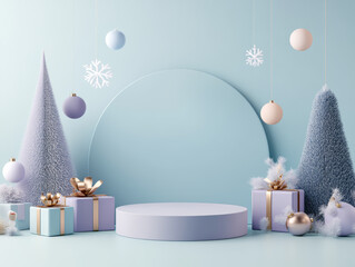 Background of Christmas theme e-commerce product display platform