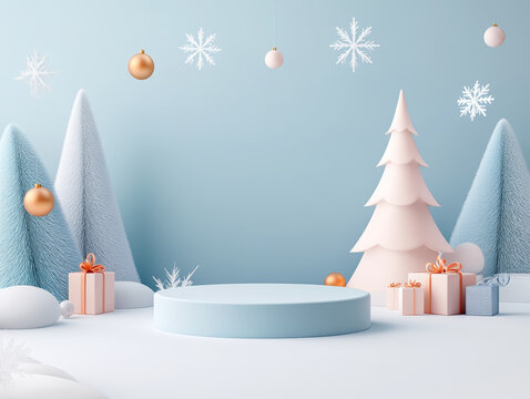 Background of Christmas theme e-commerce product display platform