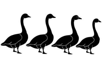 set of Goose silhouette vector illustration