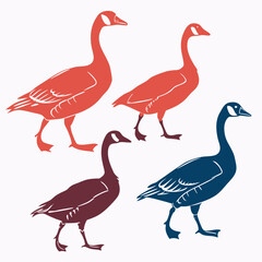 set of Goose silhouette vector illustration