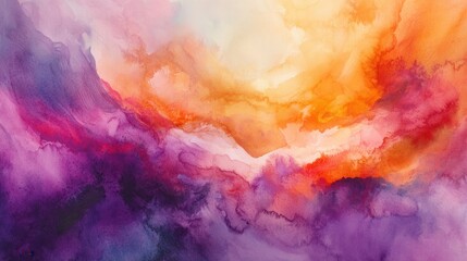 Fototapeta premium A watercolor abstract illustration with soft brush strokes in shades of lavender, lilac, and periwinkle,