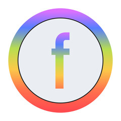 Obraz premium Creative Lowercase Letter f symbol with rainbow gradient and dual circular design. Light gray background gives it a bright, modern, and professional appearance.