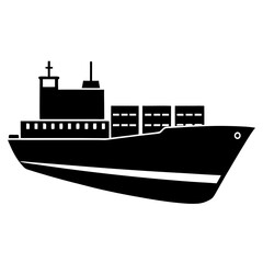 Cargo Ship silhouette vector isolated on white background