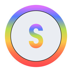 Creative Lowercase Letter s symbol with rainbow gradient and dual circular design. Light gray background gives it a bright, modern, and professional appearance.