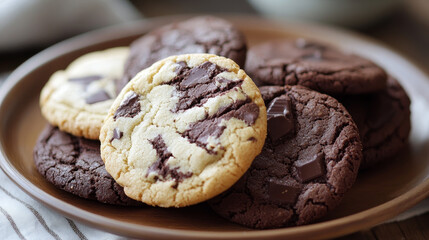 Fototapeta premium Homemade Bakery: Vanilla and Chocolate Cookies captures the cozy, delicious charm of freshly baked treats
